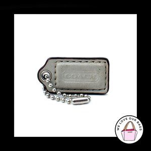 1.5" Small COACH TAUPE BEIGE Leather Nickel Key Fob Bag Charm Keychain Hang Tag